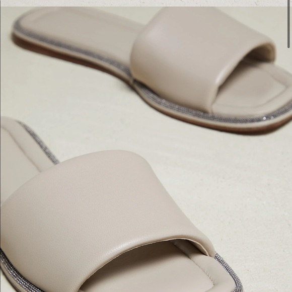 Bruno Cucinelli - soft Nappa leather slides with shiny welt - Picture 3 of 5